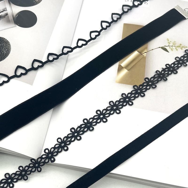 nylry Black Choker Necklace for Women Black Velvet Choker Set Black Choker Necklaces Classic Chokers for Women Adjustable Gothic Choker Accessories - Image 3